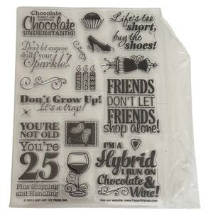 Hot Off The Press X14901 Clear Acrylic Stamps Chocolate Wine Birthday 8x6 Sheet